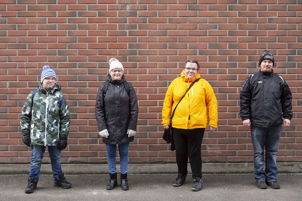 Me Itse vuosikokous peruttiin korona-viruksen takia. Vas Vili Korhonen, Sari Vanttaja, Jaana Nordlund ja Esa Peltonen. Kuvaaja Laura Vesa